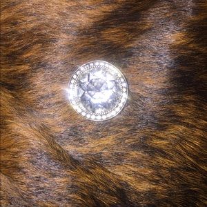 Silver tone clear stone ring